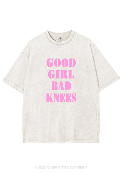 Good Girl Bad Knees Y2K Shirts Washed Tee Cherrykitten