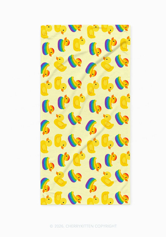 Rainbow Ducks Pride Y2K Beach Towel Cherrykitten
