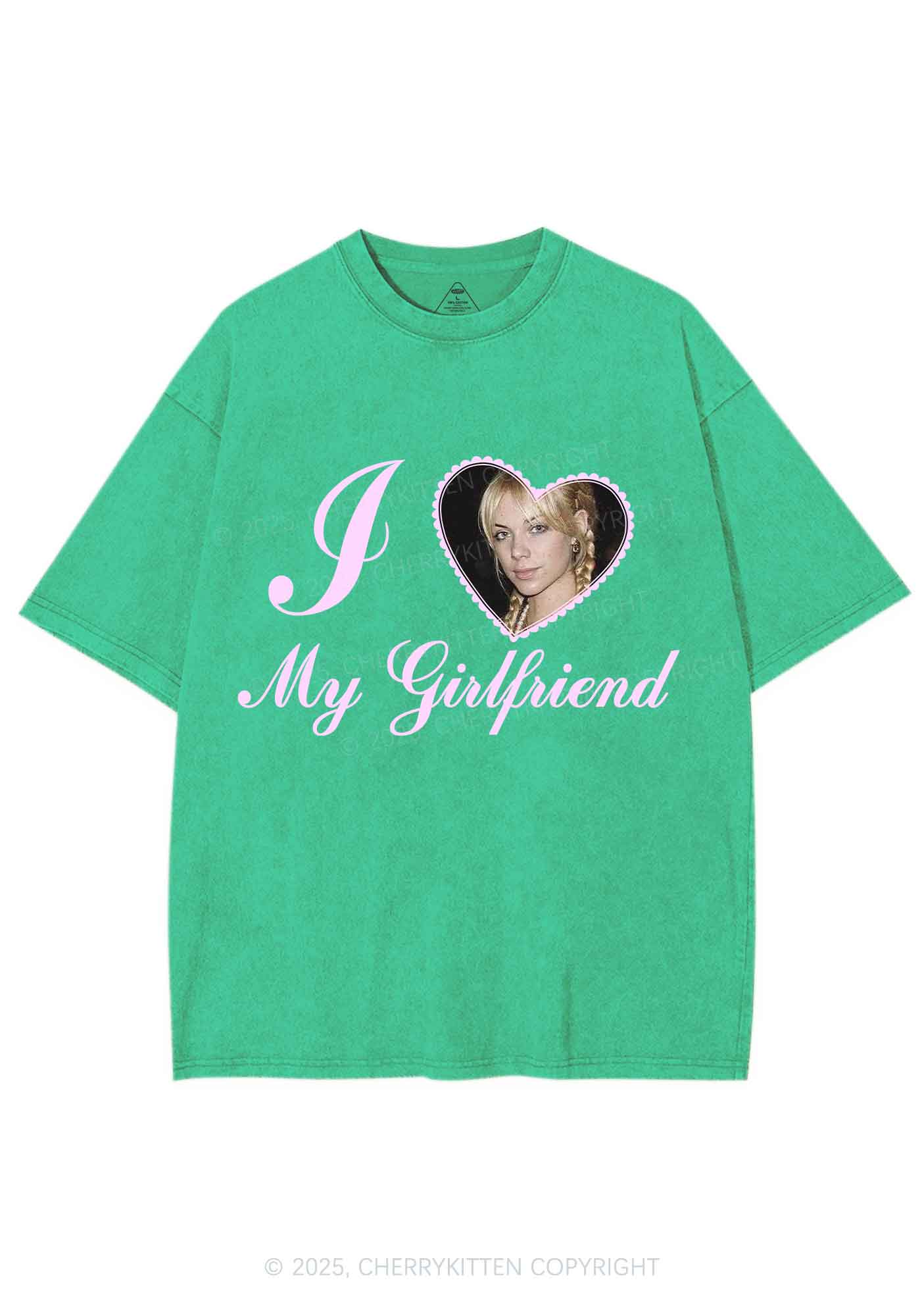 Custom Heart My Bf GF Y2K Shirts Washed Tee Cherrykitten