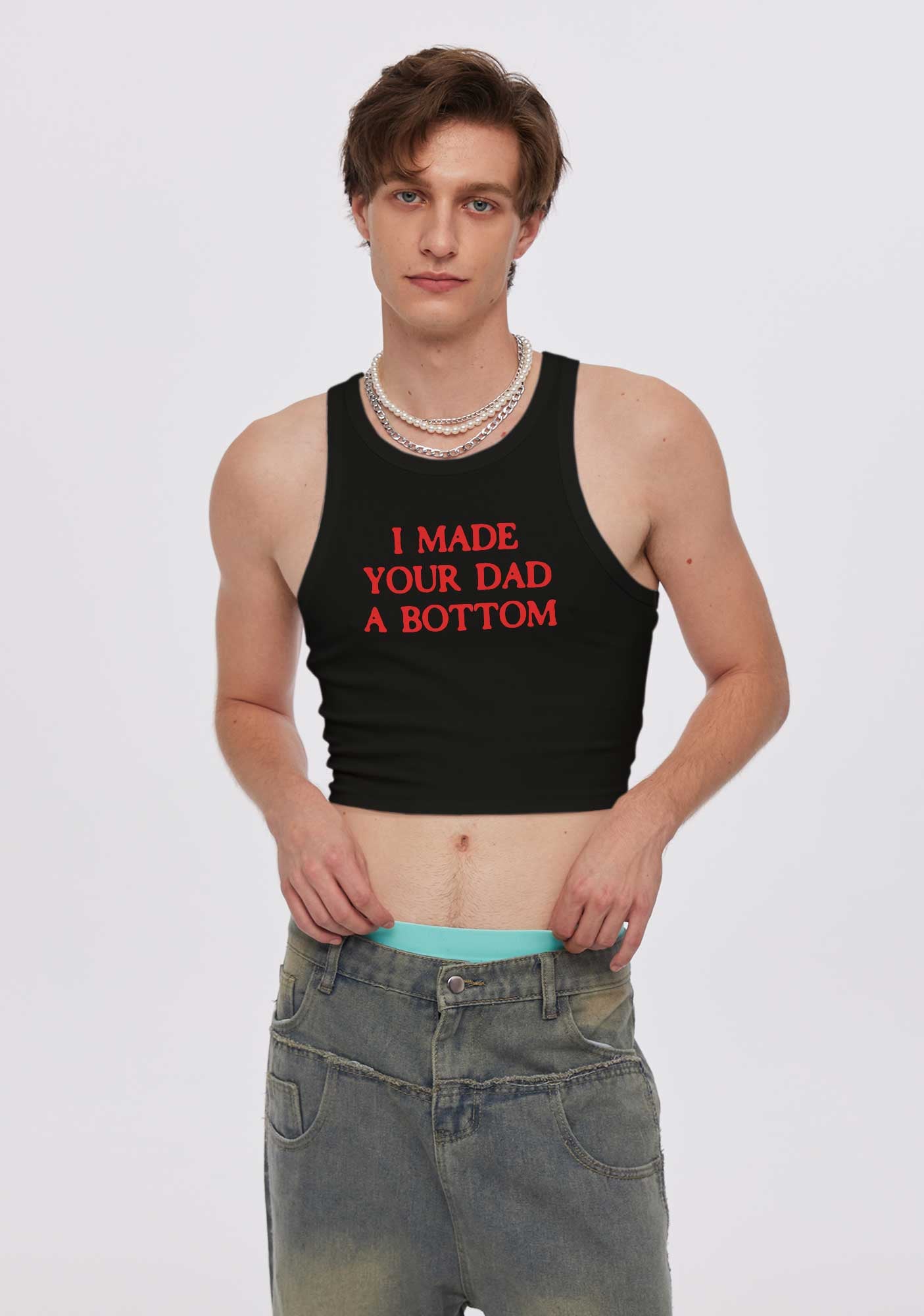 Made Your Dad Bottom Pride Y2K Crop Tank Top Cherrykitten