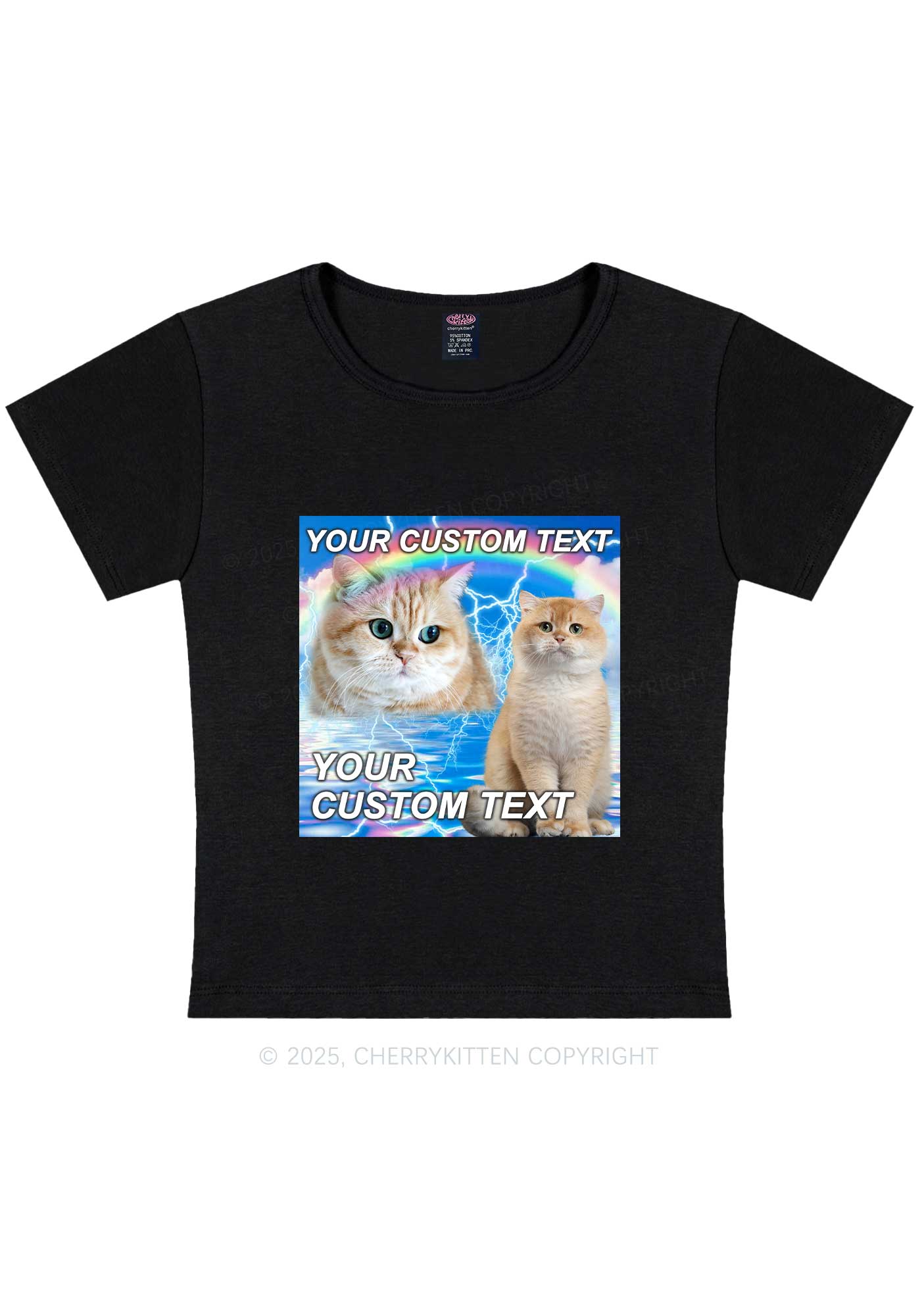 Custom Text Your Kitten Y2K Baby Tee Cherrykitten