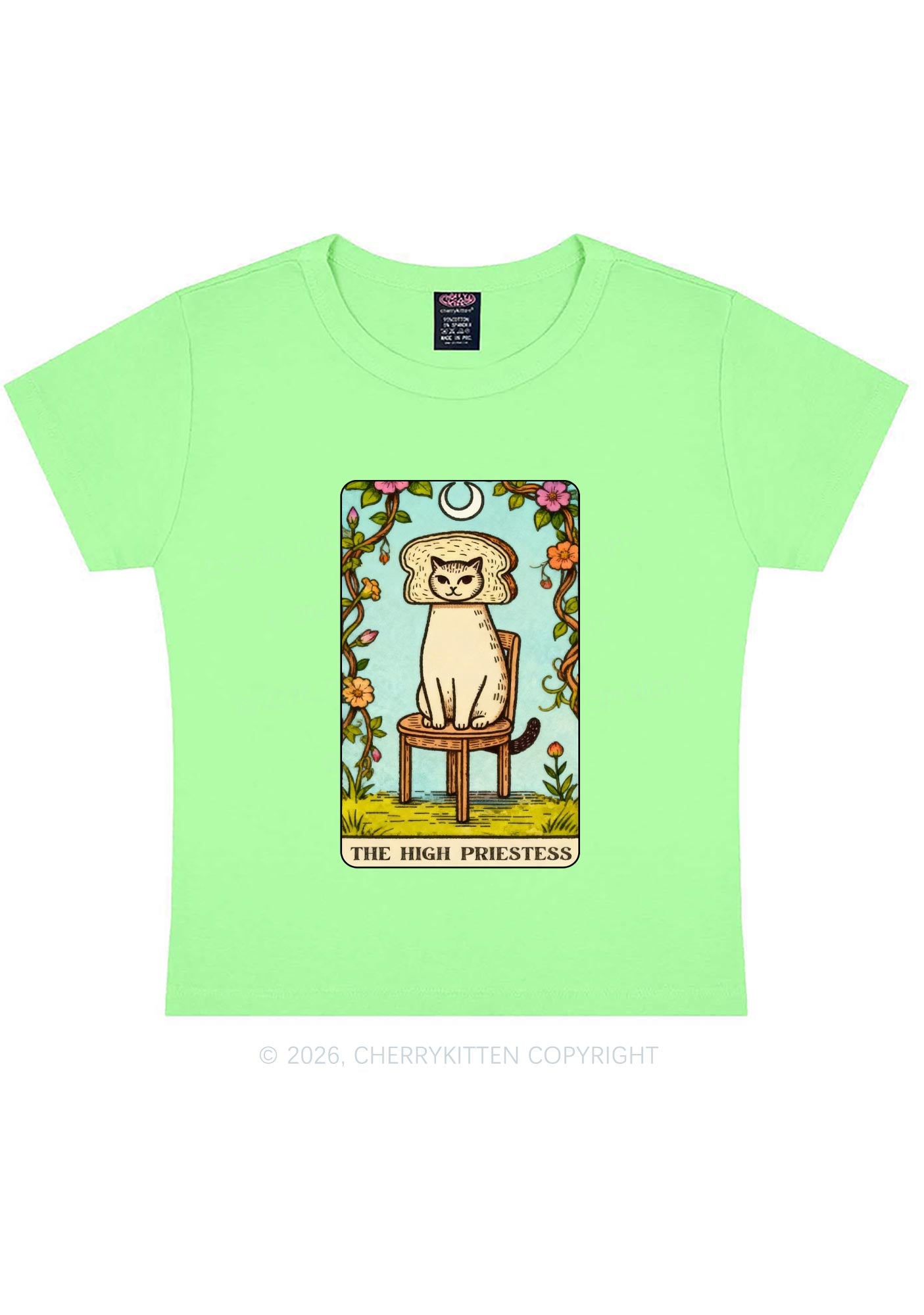 Breadhead Cat Y2K Baby Tee Cherrykitten