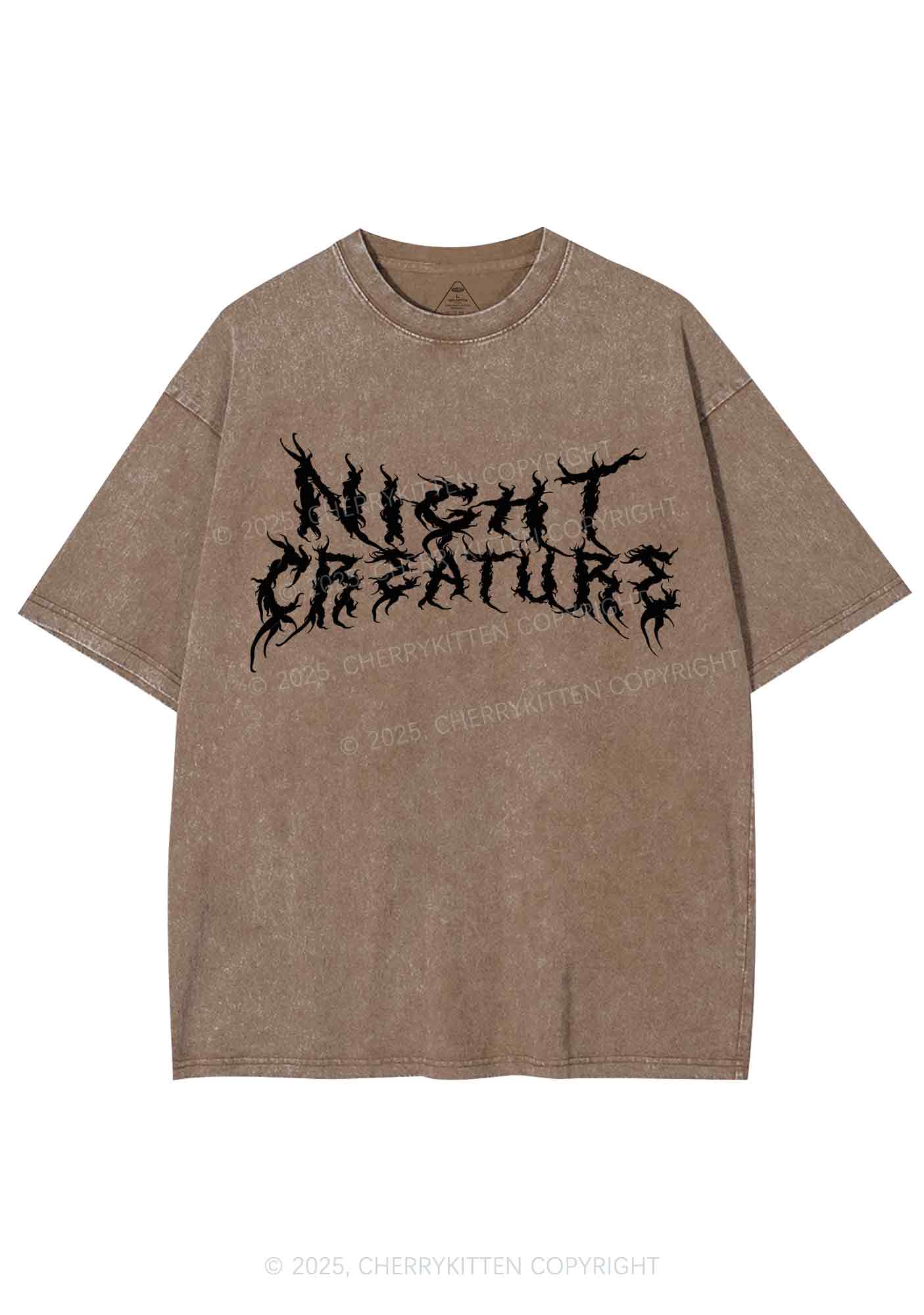 Night Creature Y2K Shirts Washed Tee Cherrykitten