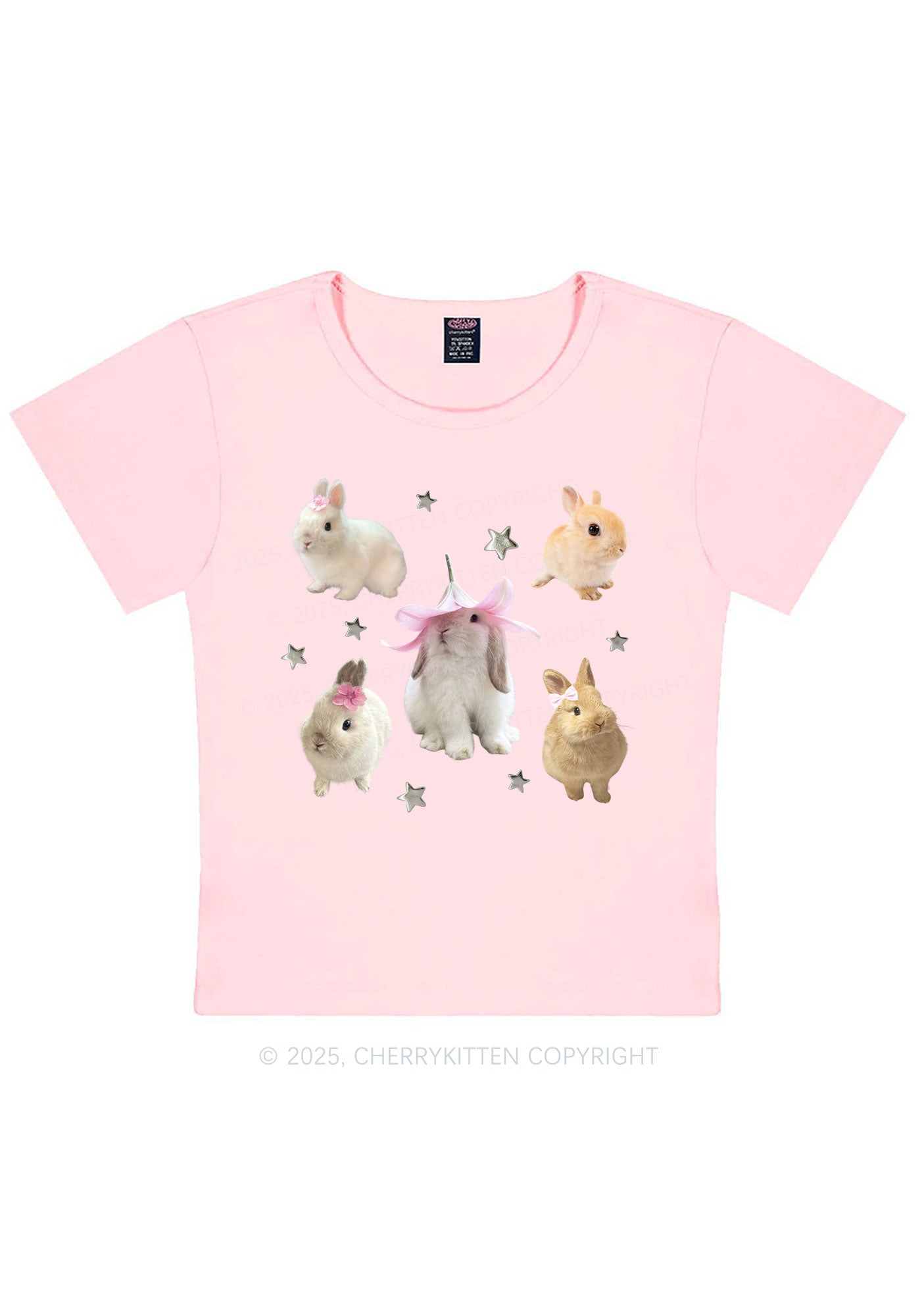 Lovely Rabbits Y2K Baby Tee Cherrykitten