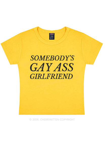 Somebodys Gay Axx Girlfriend Pride Y2K Baby Tee Cherrykitten