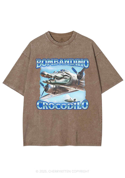 Bombandino Crocodilo Italian Brainrot Shirt Y2K Shirts Washed Tee Cherrykitten