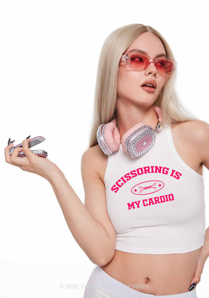 Scissoring Is My Cardio Pride Y2K Crop Tank Top Cherrykitten