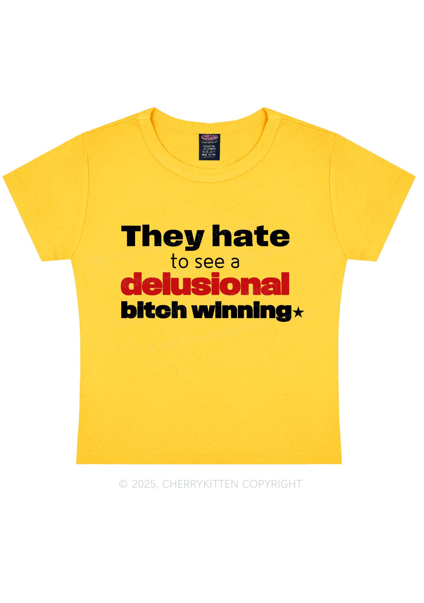 Delusional Bxtch Winning Y2K Baby Tee Cherrykitten
