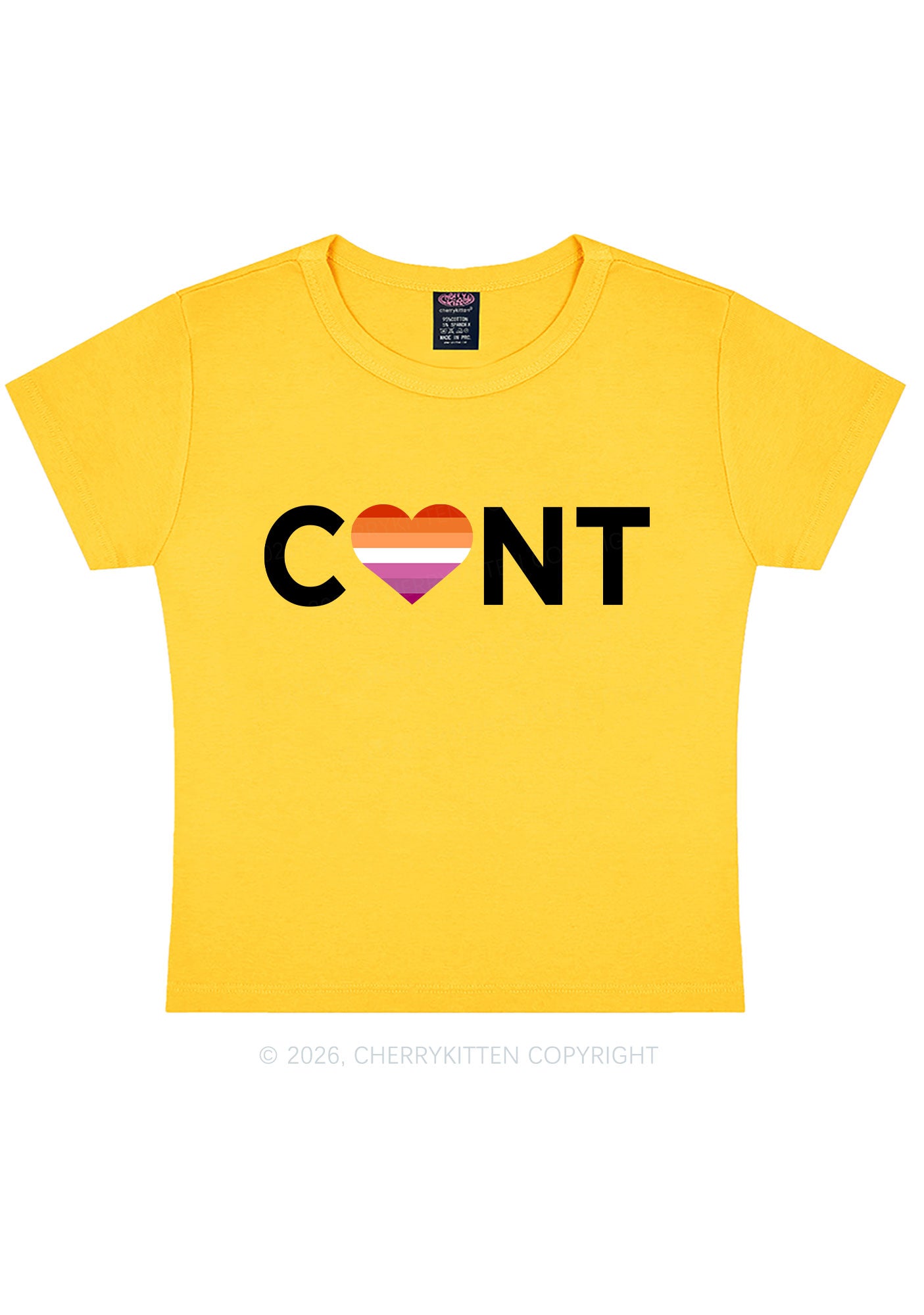 Lesbian Heart Cxxt Pride Y2K Baby Tee Cherrykitten