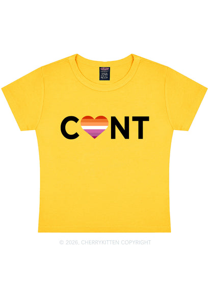 Lesbian Heart Cxxt Pride Y2K Baby Tee Cherrykitten