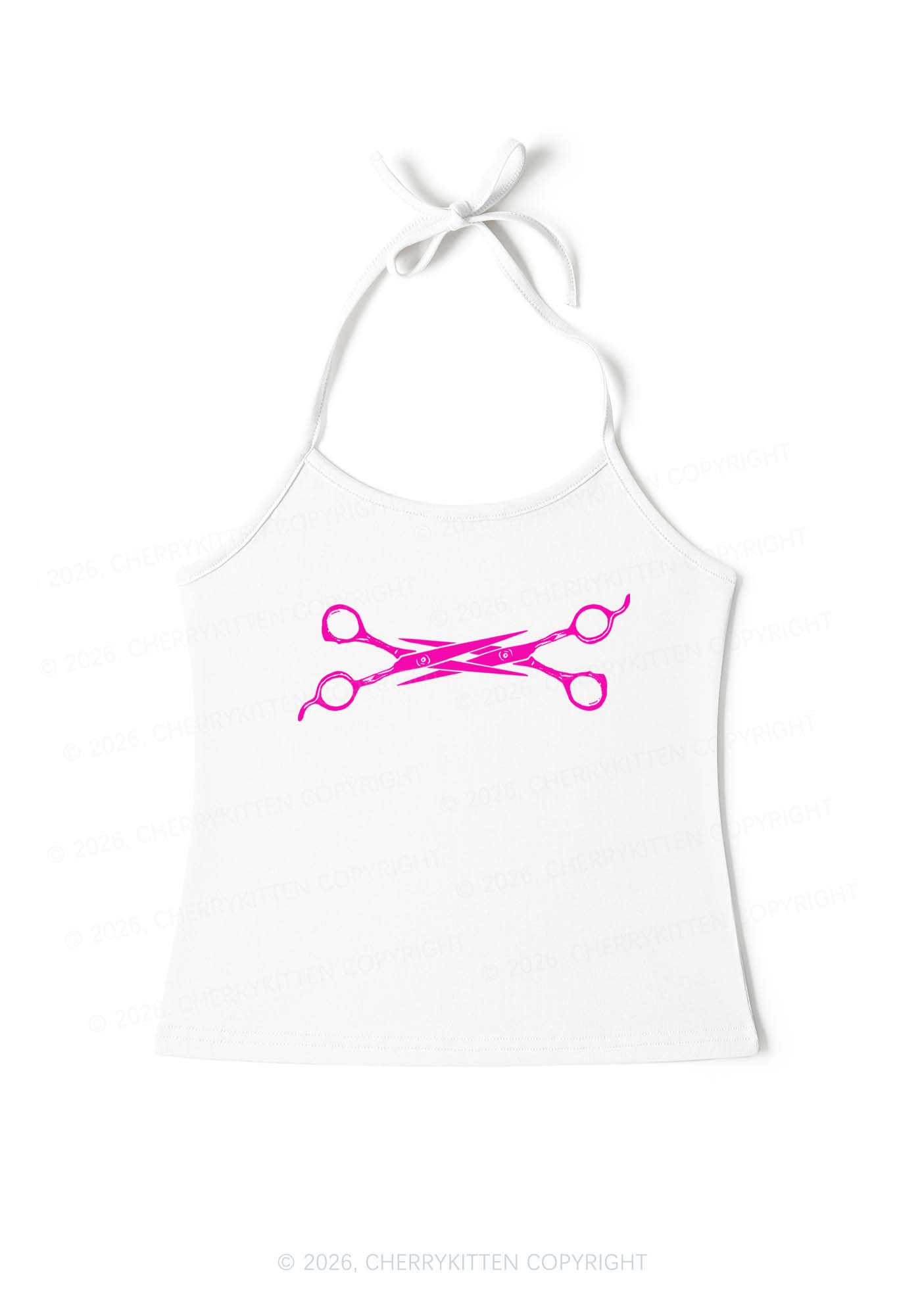 Pink Scissor Pride Y2K Halter Neck Cami Cherrykitten