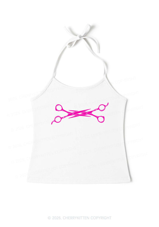 Pink Scissor Pride Y2K Halter Neck Cami Cherrykitten