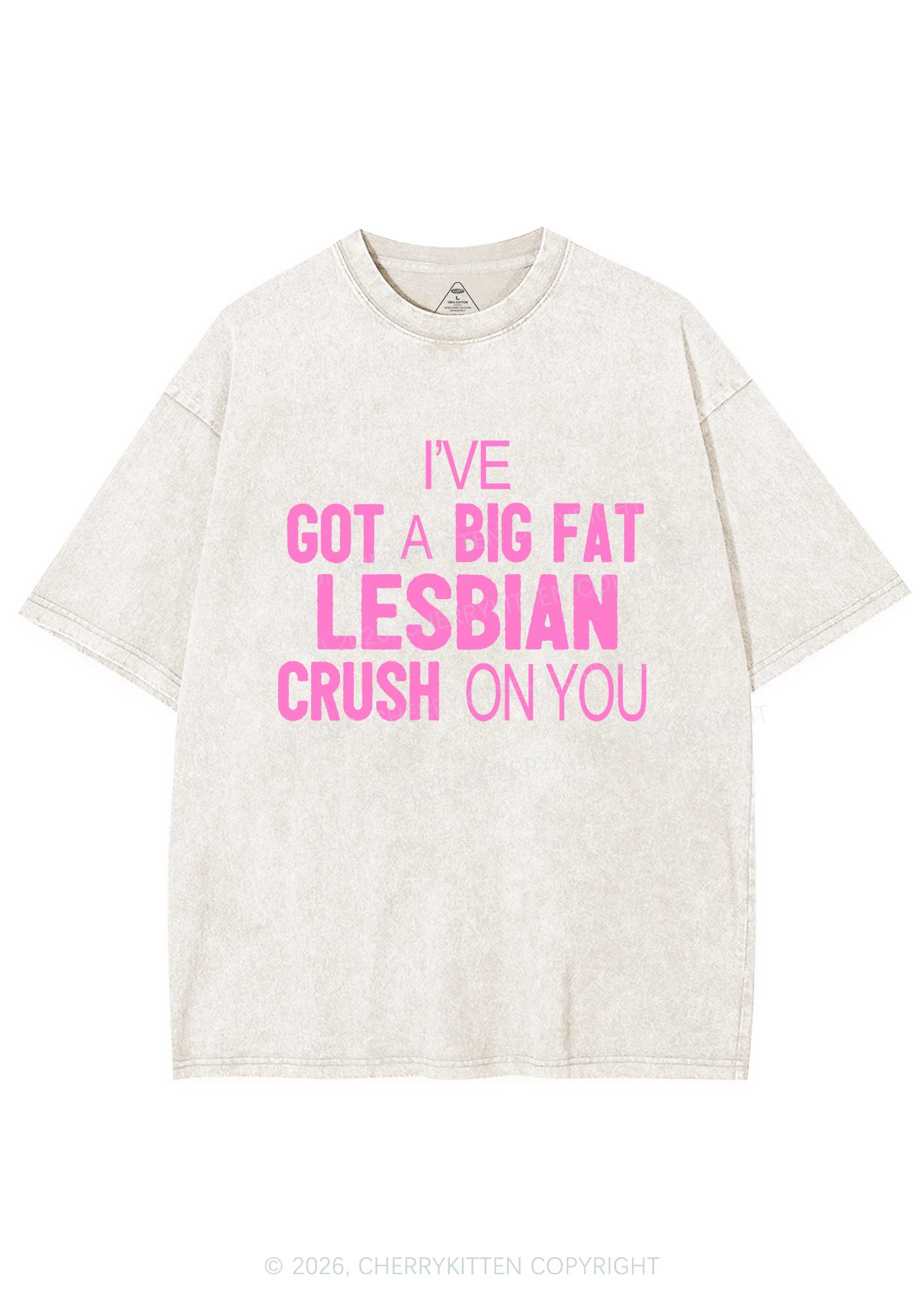 Big Fat Lesbian Crush Pride Y2K Shirts Washed Tee Cherrykitten