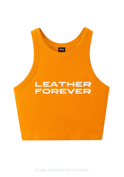 Leather Forever Y2K Crop Tank Top Cherrykitten