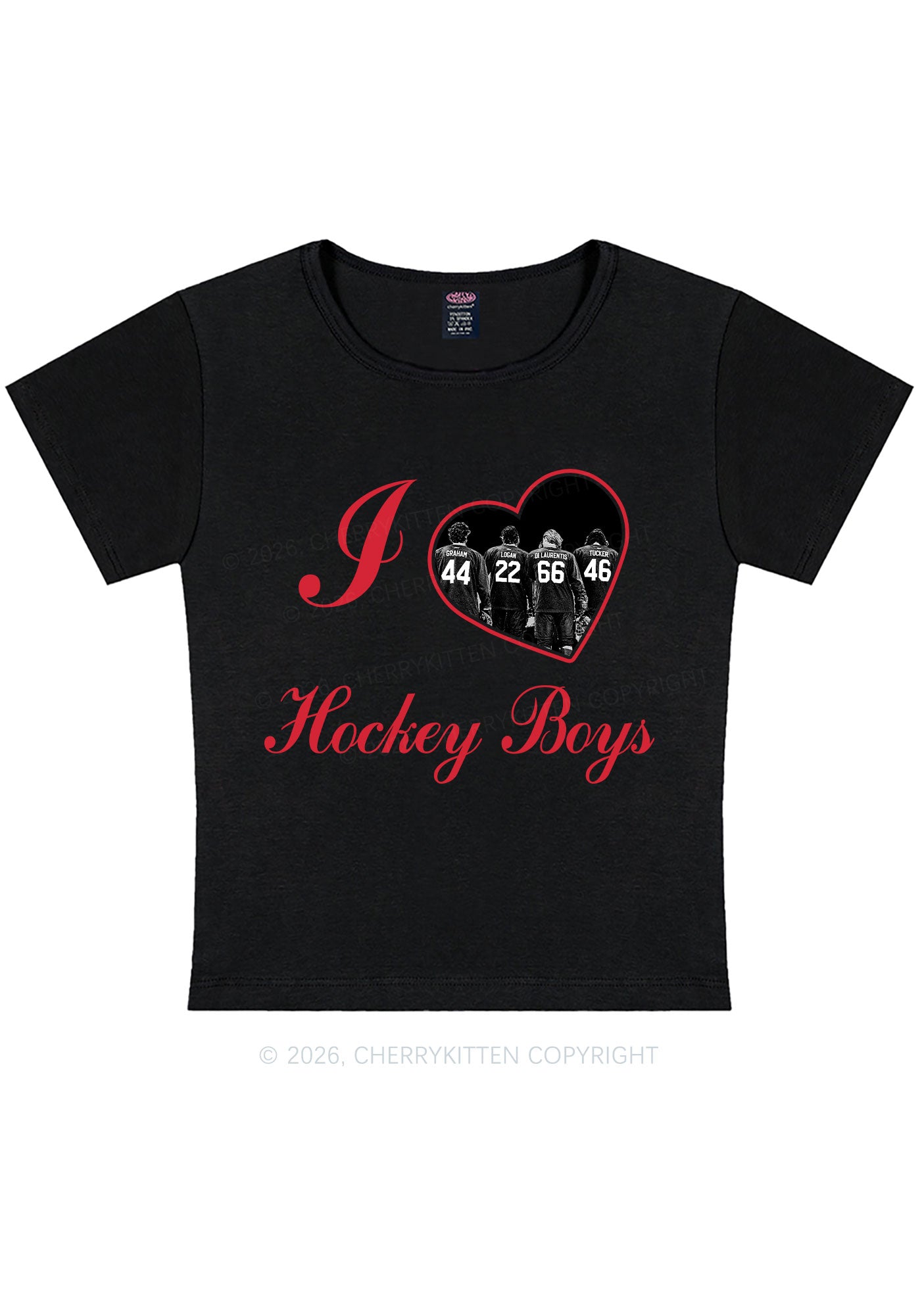 I Love Four Hockey Boys Y2K Baby Tee Cherrykitten