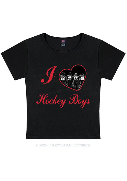 I Love Four Hockey Boys Y2K Baby Tee Cherrykitten
