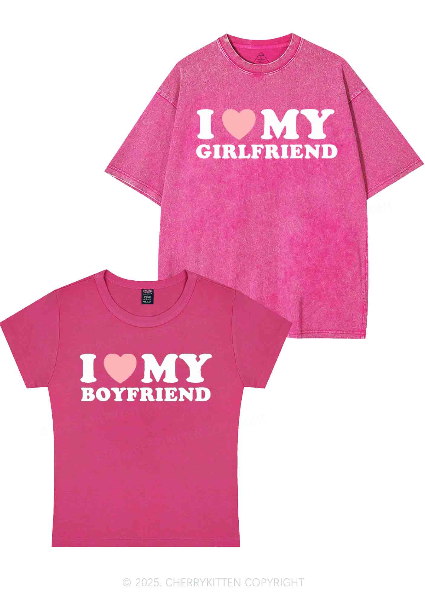 I Love GF BF Y2K Valentine's Day Couple Shirt Cherrykitten