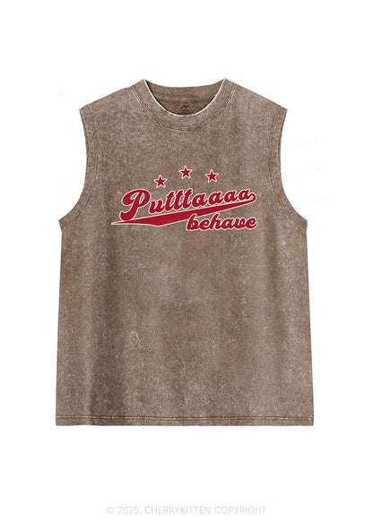 Putttaaaa Behave Y2K Washed Muscle Tank Cherrykitten