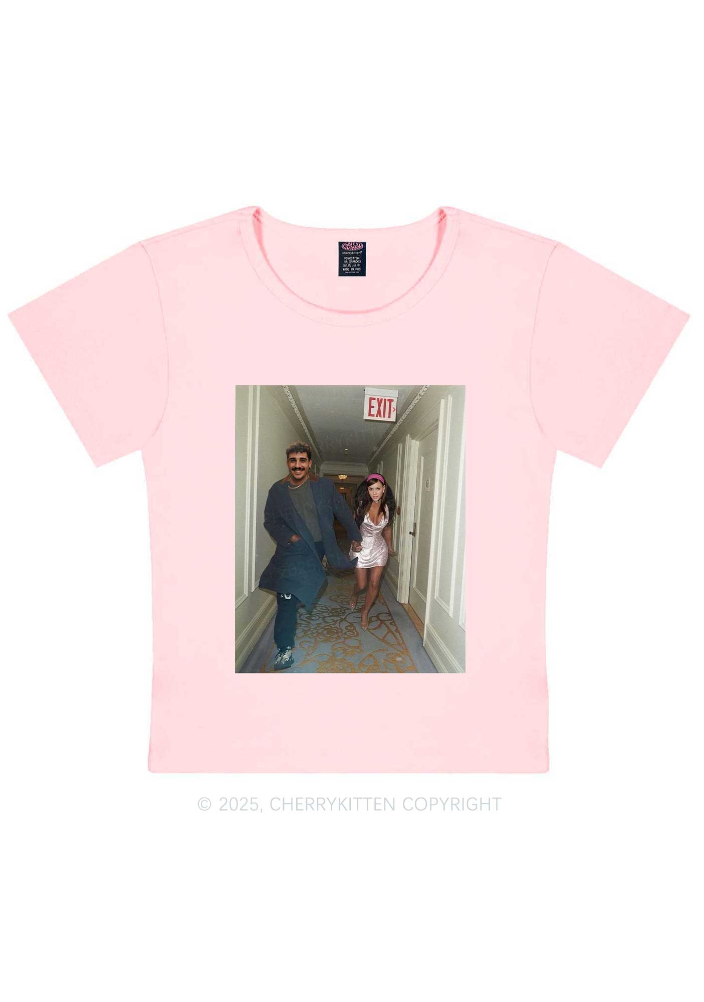 Custom Famous Hallway Photo Y2K Baby Tee Cherrykitten
