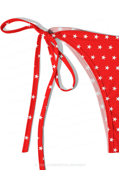 Red Star Y2K Print Bikini Set Cherrykitten