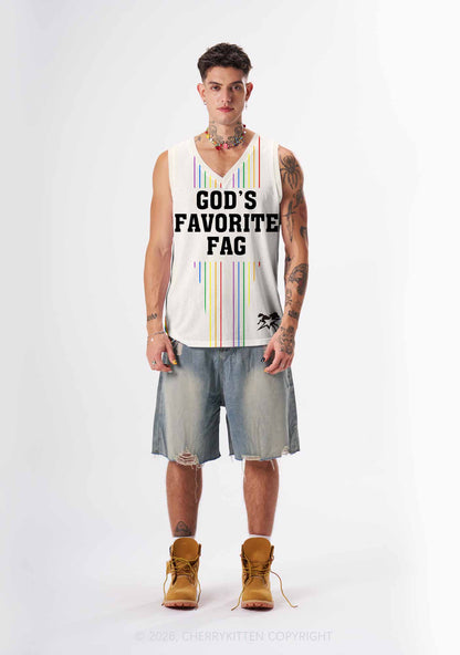 Gods Favorite Fag Rainbow Stripes Pride Y2K Sport Jersey Tank Cherrykitten