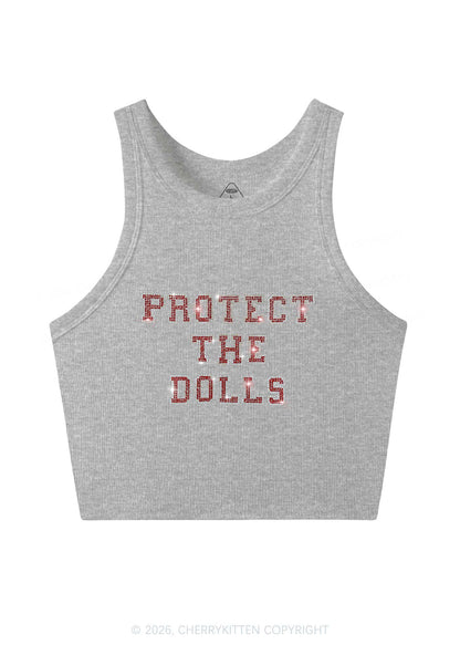 Rhinestone Protect The Dolls Pride Y2K Crop Tank Top Cherrykitten