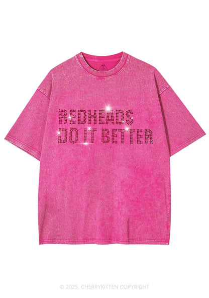 Rhinestone Redheads Do It Better Y2K Shirts Washed Tee Cherrykitten