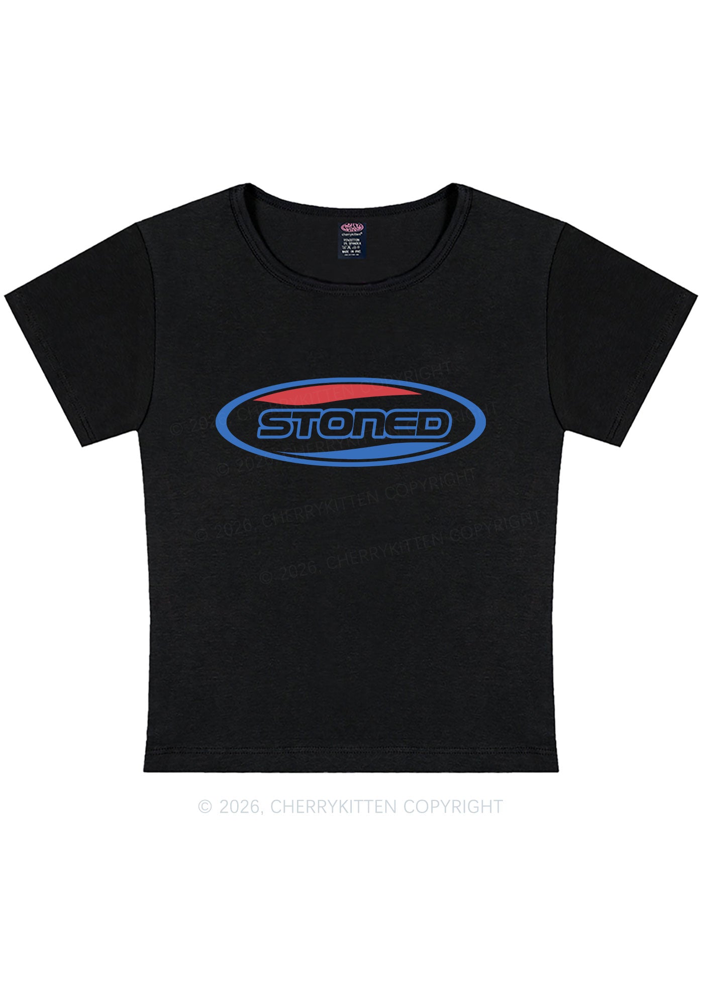 Stoned Slogan Y2K Baby Tee Cherrykitten