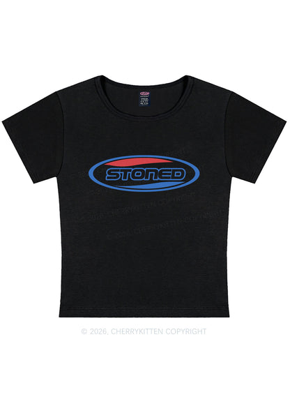 Stoned Slogan Y2K Baby Tee Cherrykitten