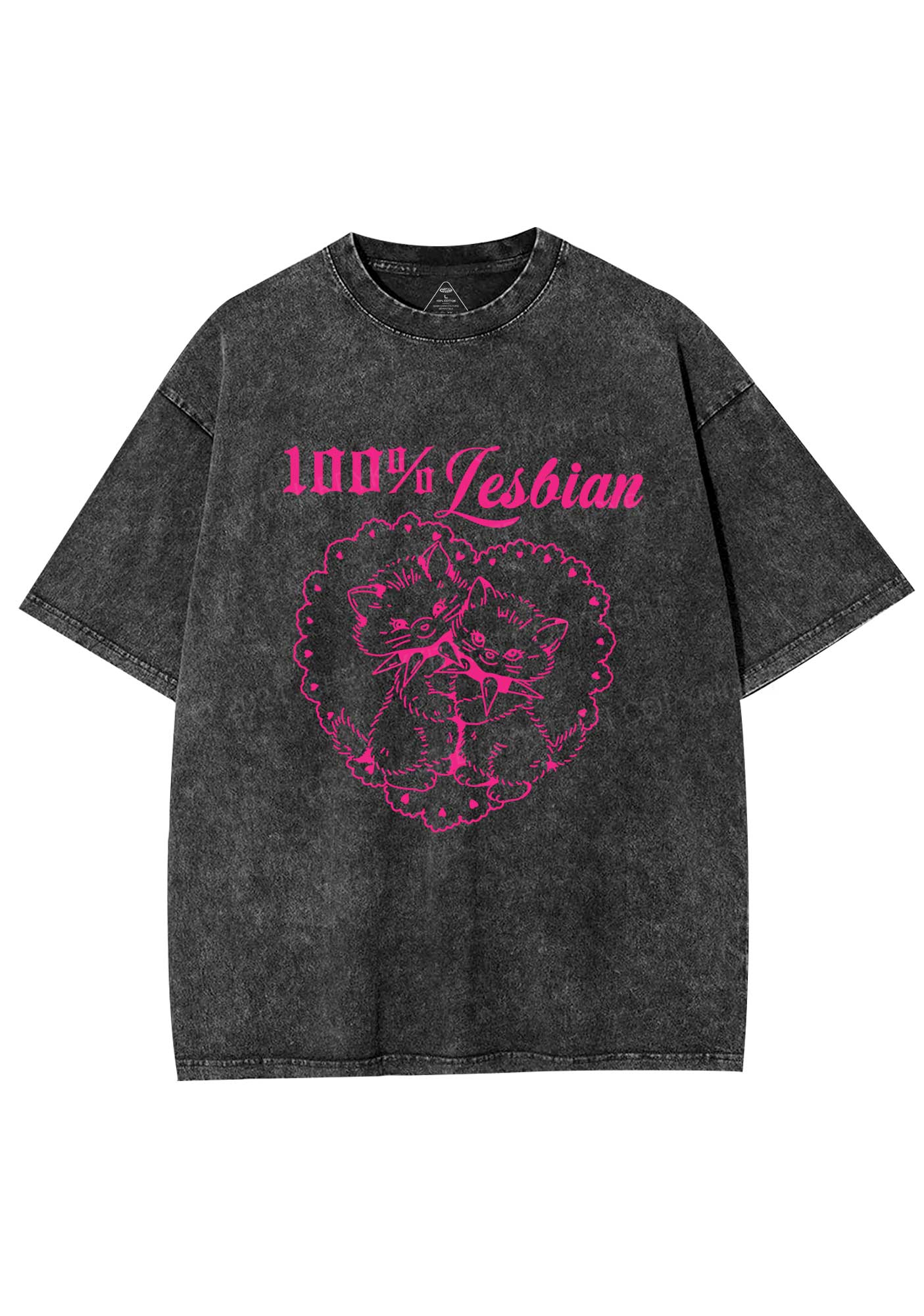 Lesbian Cats Y2K Shirts Washed Tee Cherrykitten