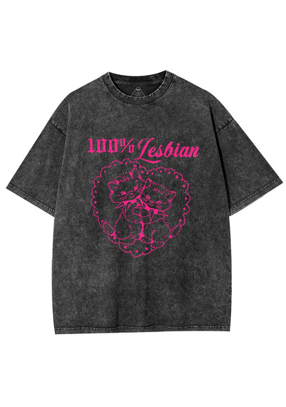 Lesbian Cats Y2K Shirts Washed Tee Cherrykitten