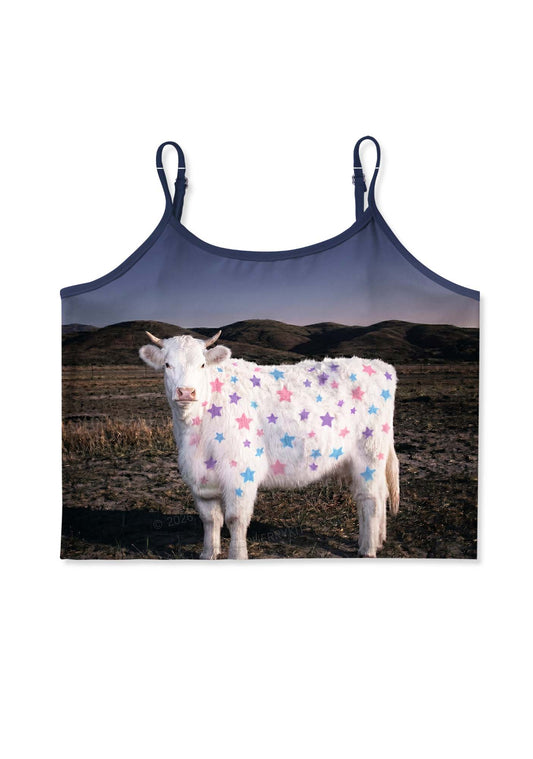 Pastel Star Cow Y2K Print Cami Crop Top Cherrykitten