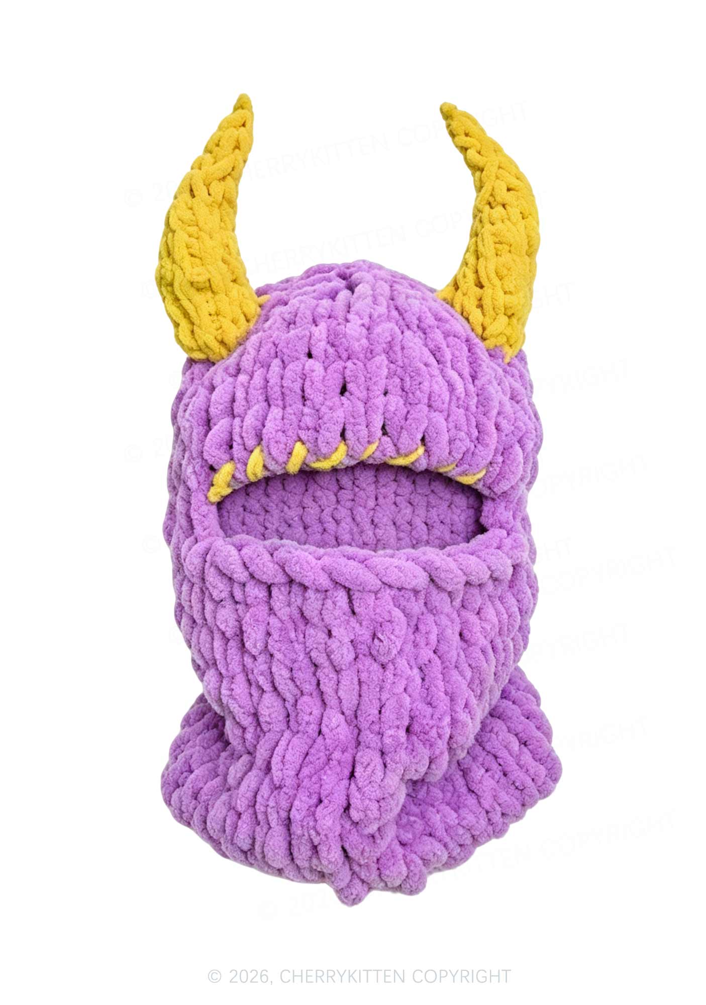 Halloween Color Block Devil Horn Y2K Knitted Balaclava Cherrykitten