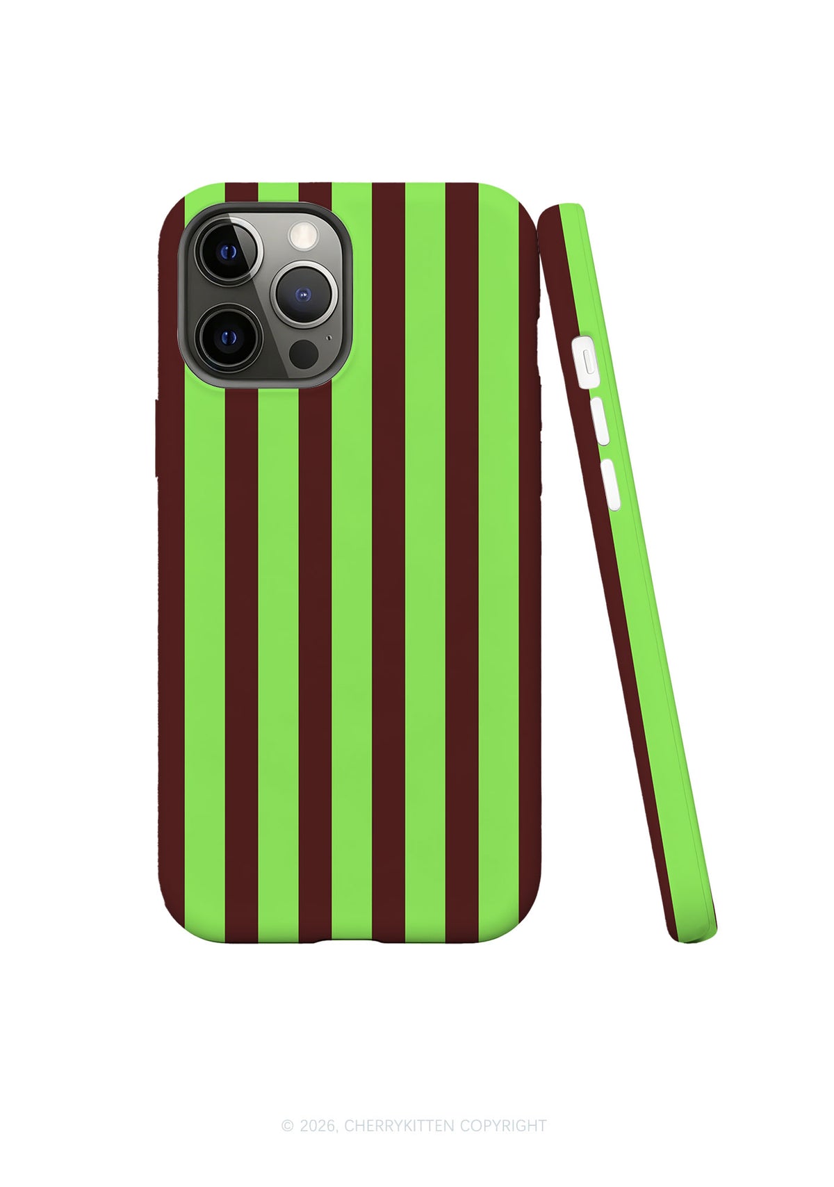 Green Brown Stripes Y2K Phone Case Cherrykitten