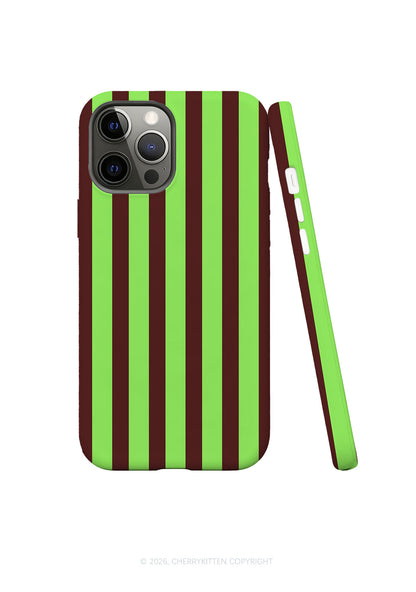 Green Brown Stripes Y2K Phone Case Cherrykitten