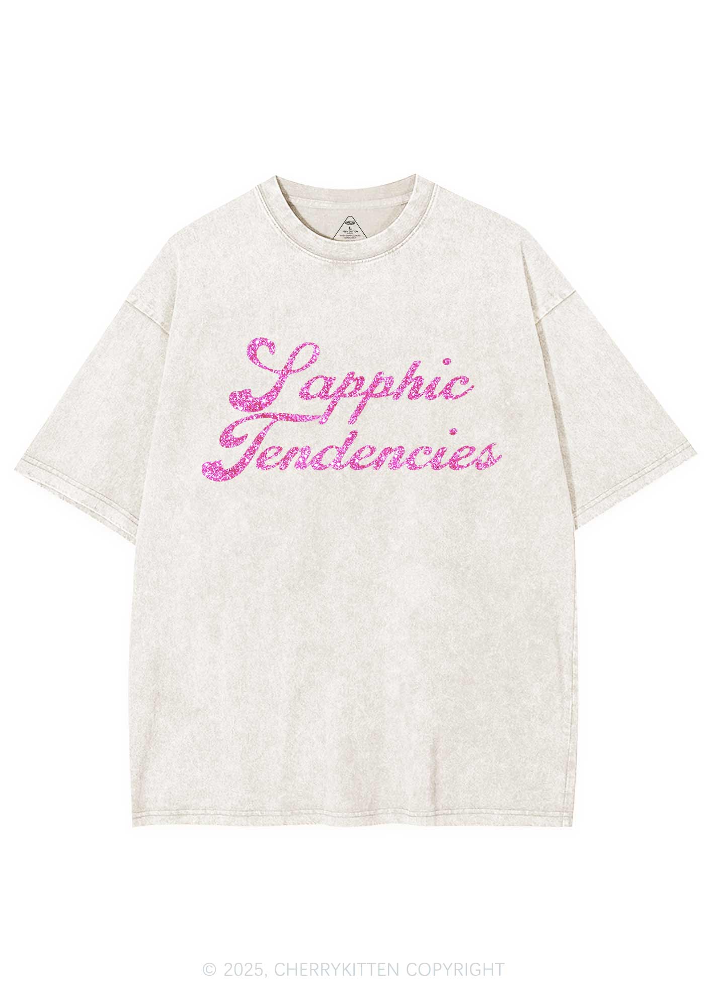 Glitter Sapphic Tendencies Pride Y2K Shirts Washed Tee Cherrykitten