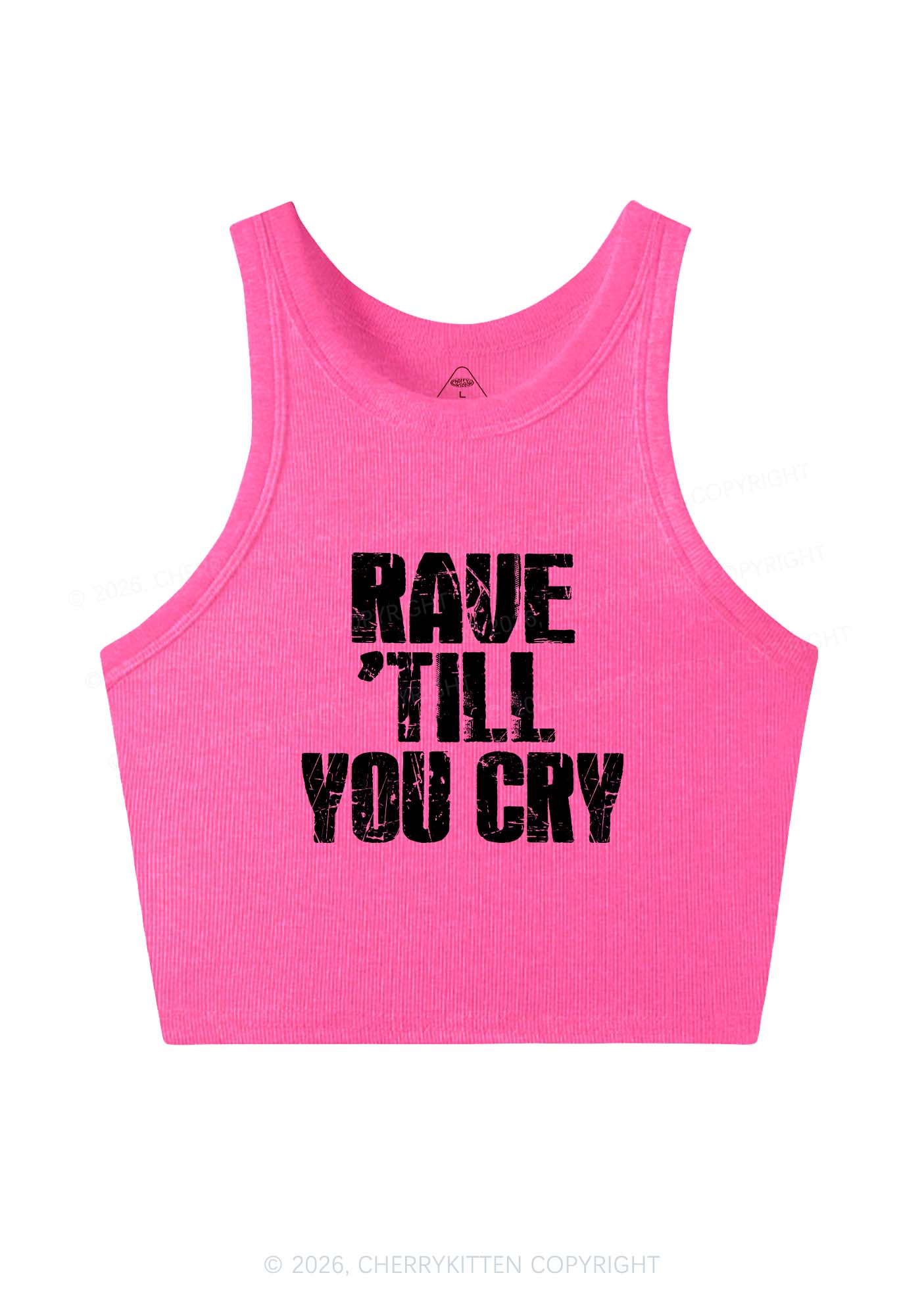 Rave Till You Cry Y2K Crop Tank Top Cherrykitten