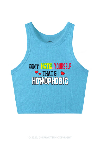 Hate Yourself Thats Homophobic Pride Y2K Crop Tank Top Cherrykitten