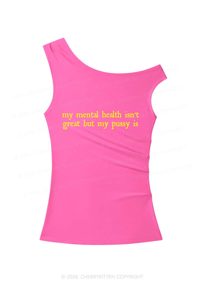 Great Mental Health Y2K Off Shoulder Tank Top Cherrykitten