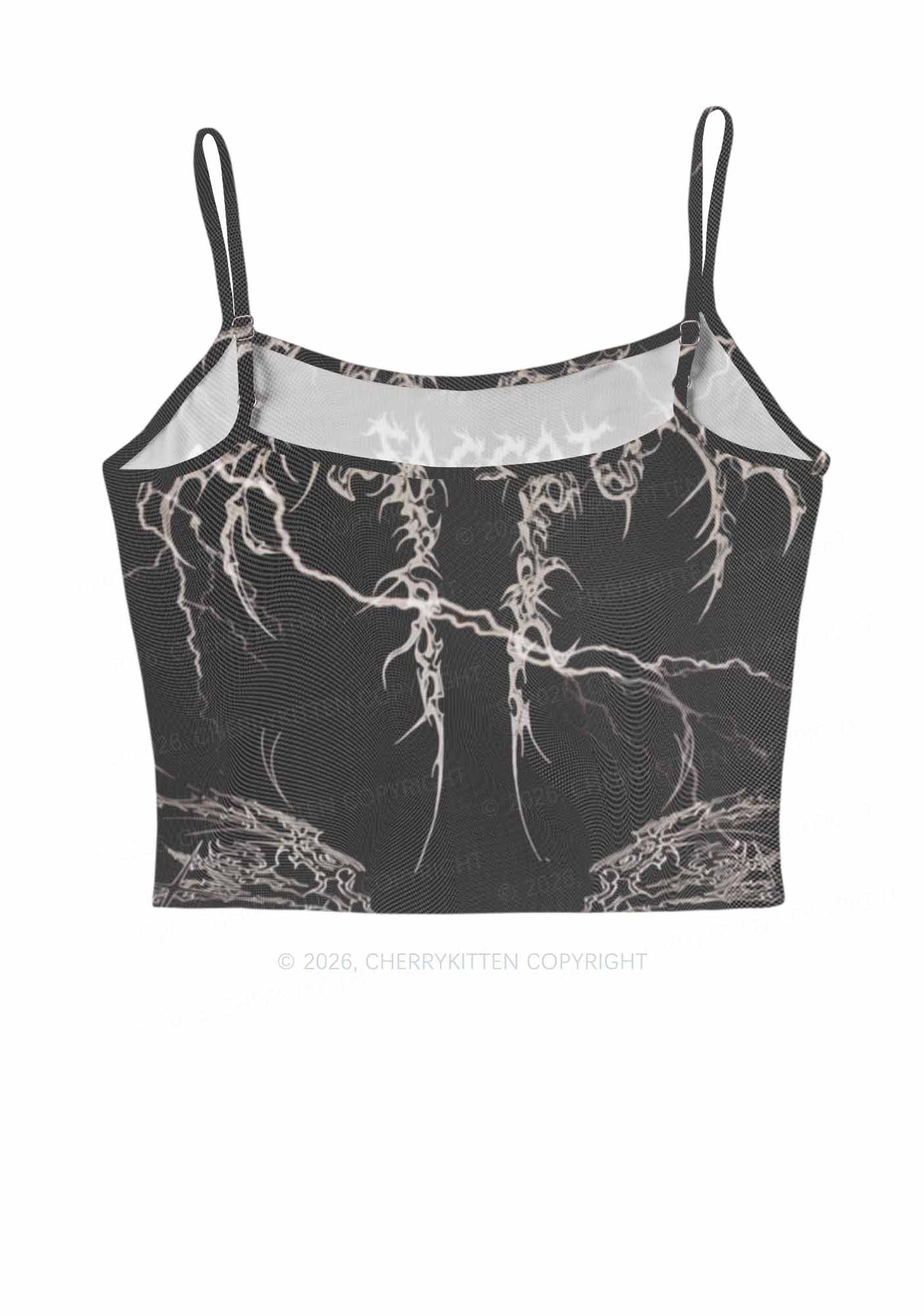 Black Gothic Faggot Pride Y2K Mesh Cami Tank Cherrykitten