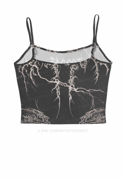 Black Gothic Faggot Pride Y2K Mesh Cami Tank Cherrykitten