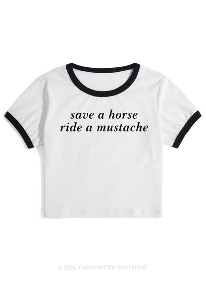 Ride A Mustache Y2K Ringer Tee Cherrykitten