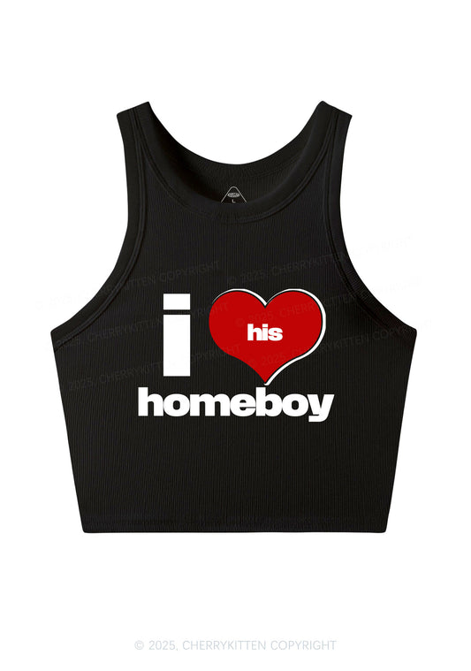 I Love His Homeboy Y2K Crop Tank Top Cherrykitten