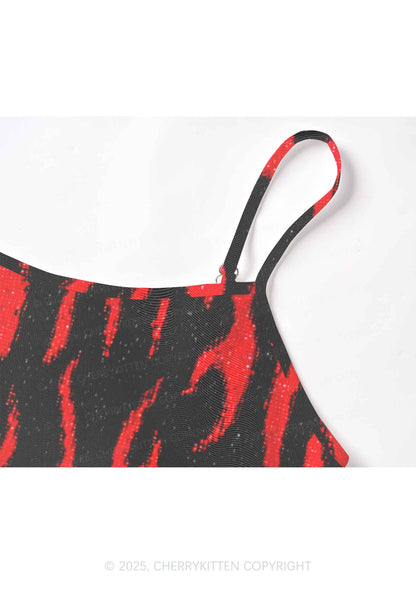 Glitter Flame Y2K Mesh Cami Tank Cherrykitten