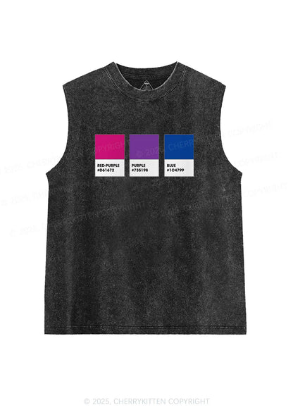 Bisexual Flag Colors Pride Y2K Washed Muscle Tank Cherrykitten