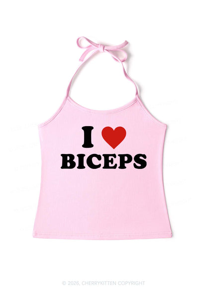 I Love Biceps Y2K Halter Neck Cami Cherrykitten