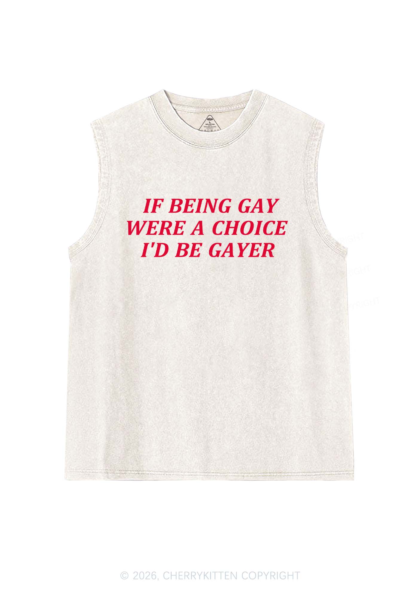 Being Gay Were A Choice Pride Y2K Washed Muscle Tank Cherrykitten