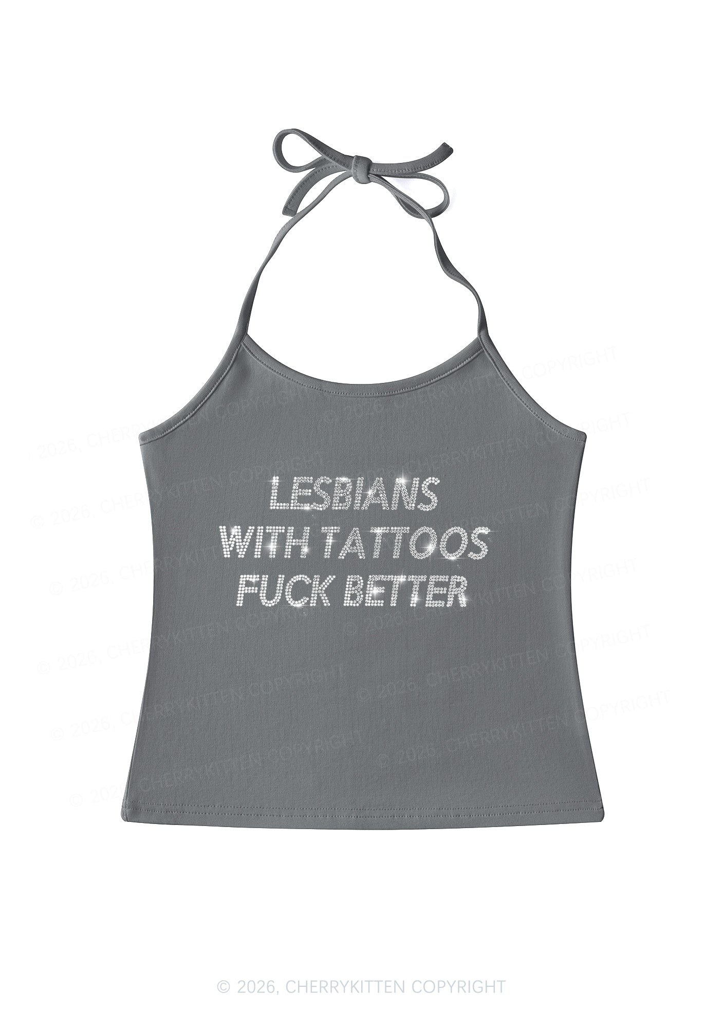 Rhinestone Lesbians With Tattoos Fxxk Better Pride Y2K Halter Neck Cami Cherrykitten