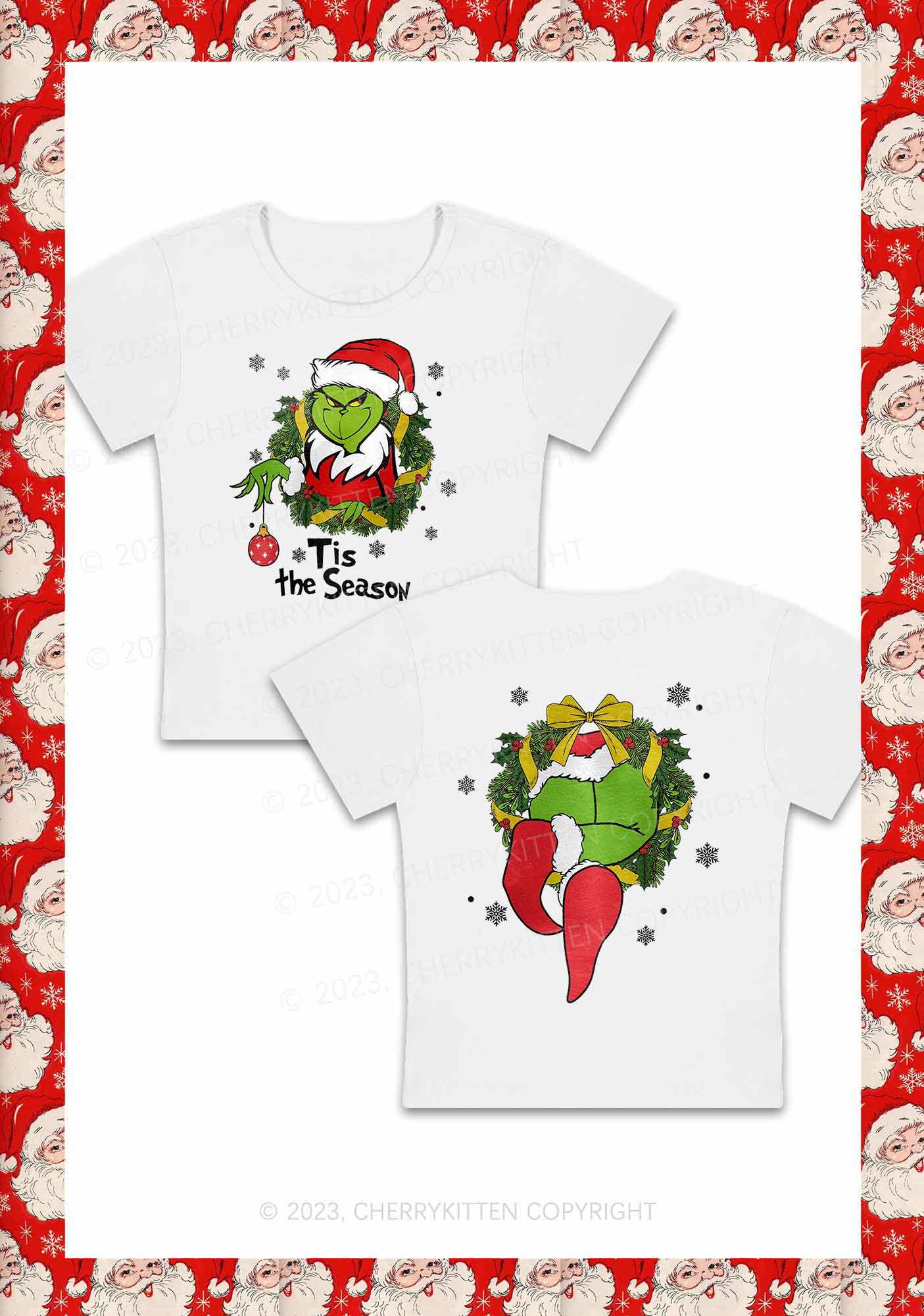 Christmas Tis the Season Two Sides Y2K Baby Tee Cherrykitten