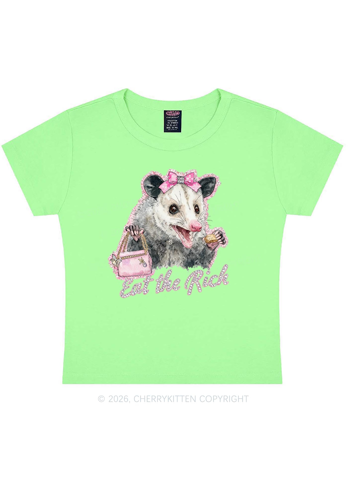 Eat The Rich Possum Y2K Baby Tee Cherrykitten